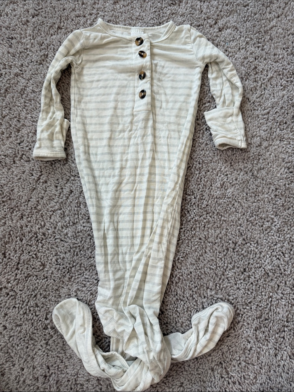 Lou Lou & Company Long Sleeve Cream Striped Gown NB